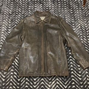 Vintage Heavy 100% Real Leather Brown Jacket